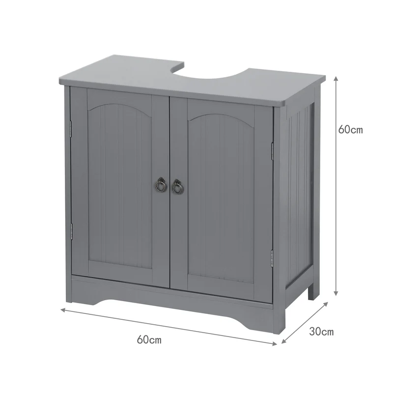 Meuble sous-lavabo rangement élégant salle de bain 60 x 60 x 30 cm avec étagère réglable en MDF blanc 13_0017772