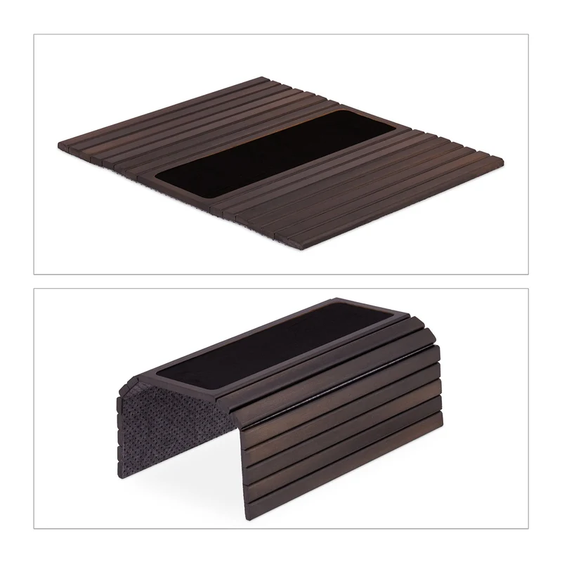 Support tablette pliant pour canapé 30 x 20 x 5 cm pratique antidérapant en bambou marron 13_0014417