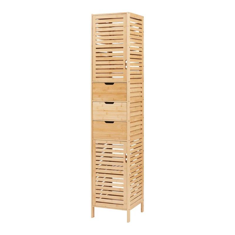 Meuble colonne de salle de bain bambou 180 x 35 x 35 cm 03_0009948
