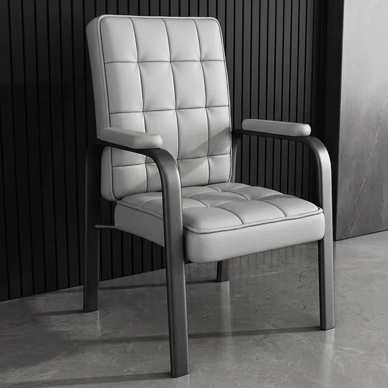 Modern Luxury Rectangular Square Steel PU Leather Accent Chair Backrest Armrest For Living Room