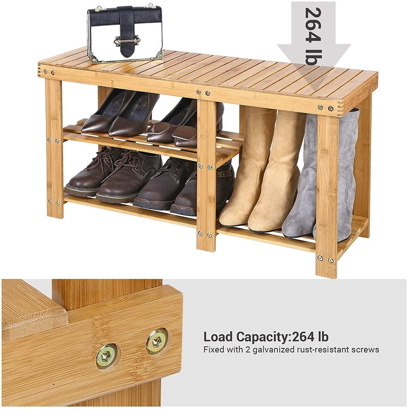 Étagère multifonctionnelle en bambou pour étagère à chaussures