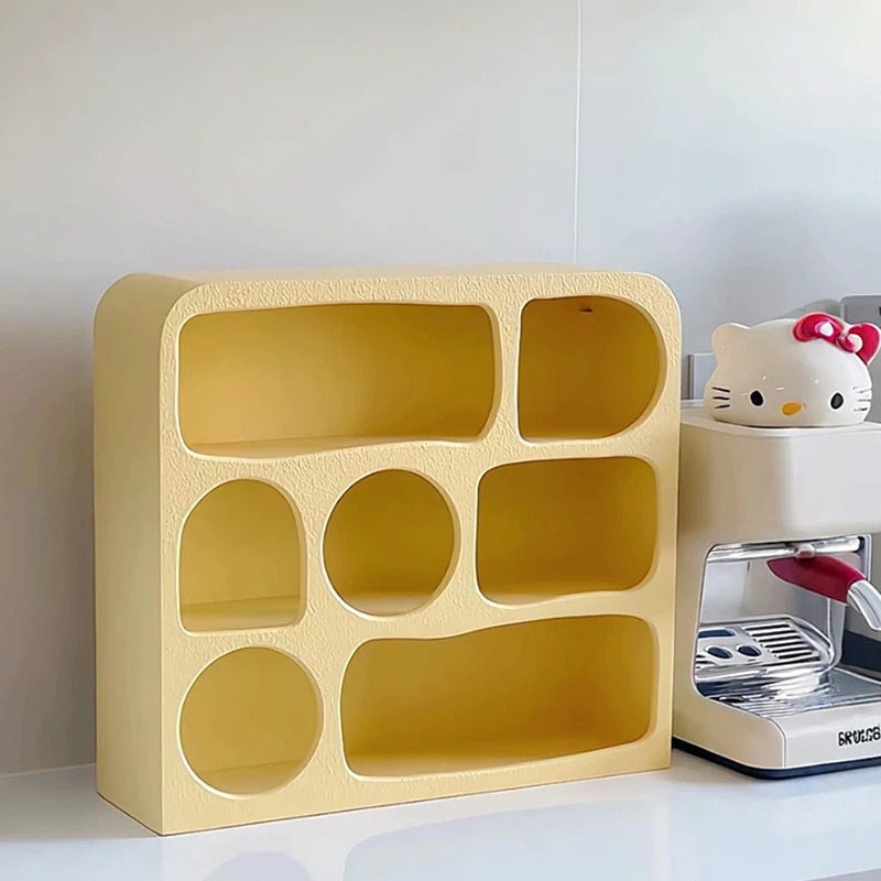 Modern Minimalist MDF Rectangular Desktop Storage Shelf 3-Tier For Living Room & Entryway