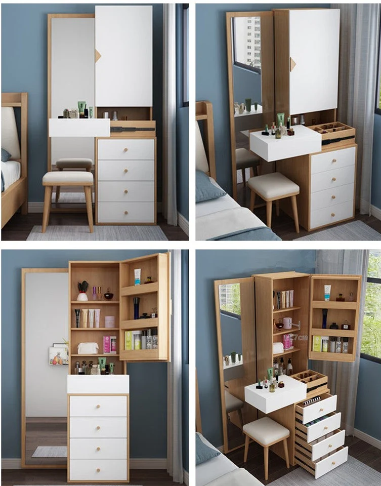 Coiffeuse nordique avec miroir intégral et tiroirs