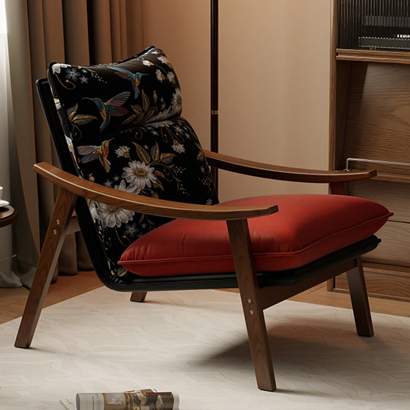 Contemporary Scandinavian Rectangular Iron Rubberwood Ecological Leather Velvet Accent Chair Backrest Armrests For Living Room