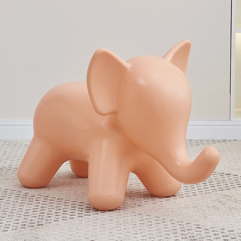 Modern Art Deco PE Plastic Cartoon Elephant Kids Low Stool Backless Armless For Living Room