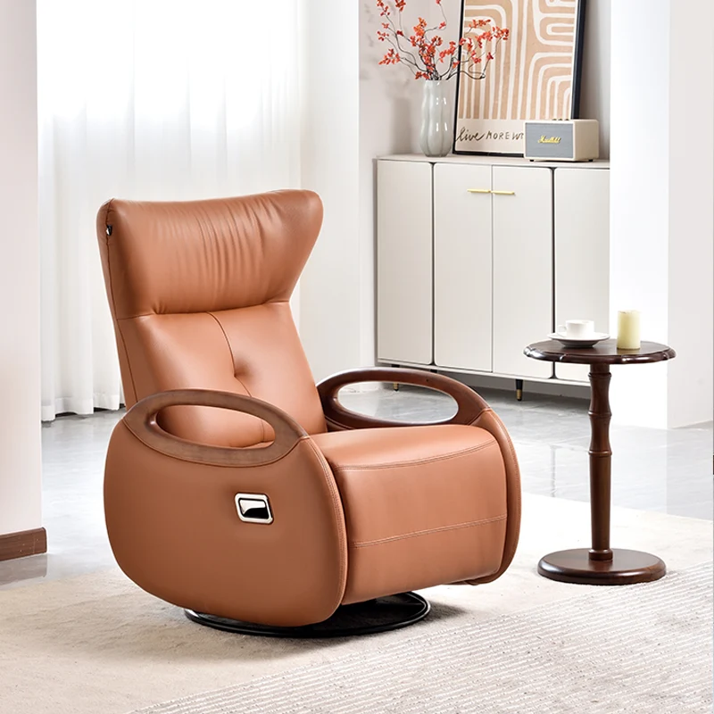 Contemporary Scandinavian Functional Accent Chair: Swivel Design & Reclining Design - Single-Seater Sofa For Living Room