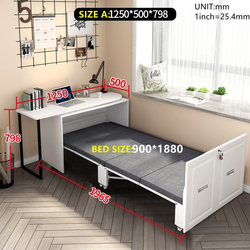 Bureau d'ordinateur d'angle télescopique et rotatif avec lit pliant