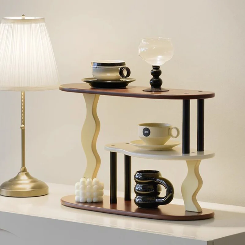 Contemporary Nordic MDF Acrylic Desktop Storage Shelf 3-Tier For Living Room & Entryway