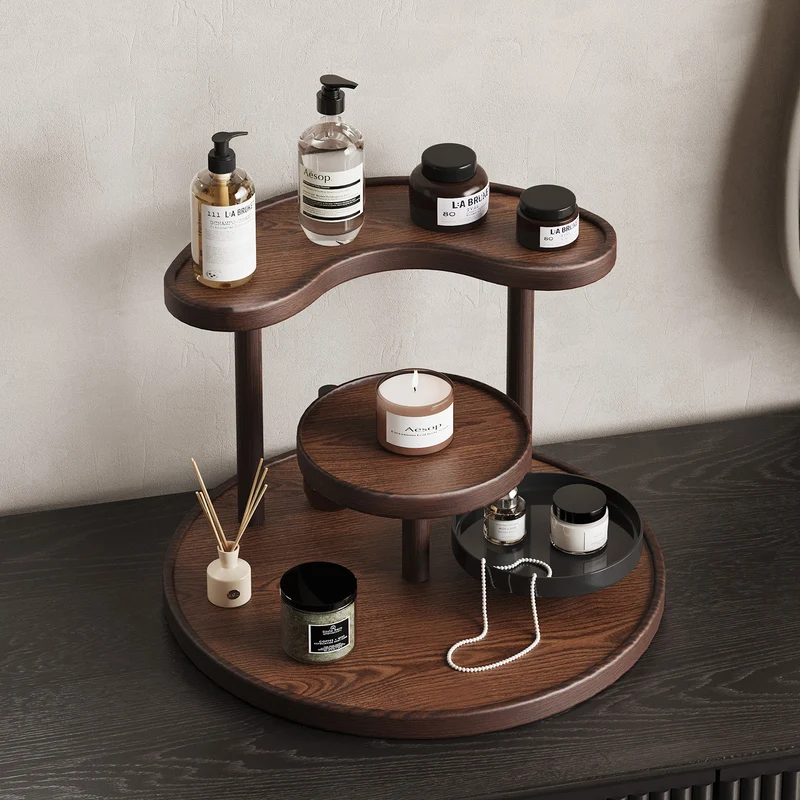 Modern Minimalist Bamboo & Acrylic 3 Tiers Storage Shelf Desktop Organizer For Bedroom & Entryway