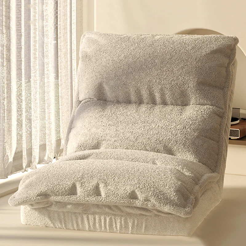 Modern Minimalist Rectangular Sherpa Fabric Foldable Adjustable Accent Chair Backrest Armless For Living Room