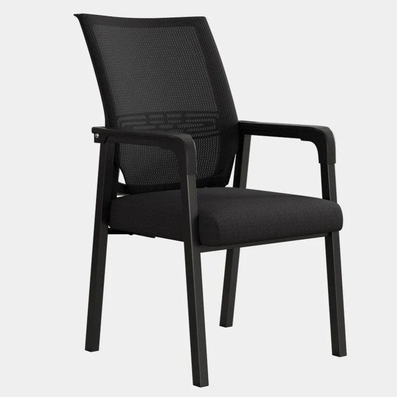 Modern Minimalist Mesh Steel Tube Curved Square Desk Chair With Backrest Armrest For Home Office