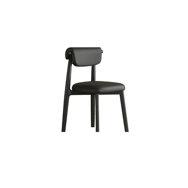 Contemporary Scandinavian Microfiber Leather Carbon Steel Rounded Square Dining Chair Backrest For Dining Room