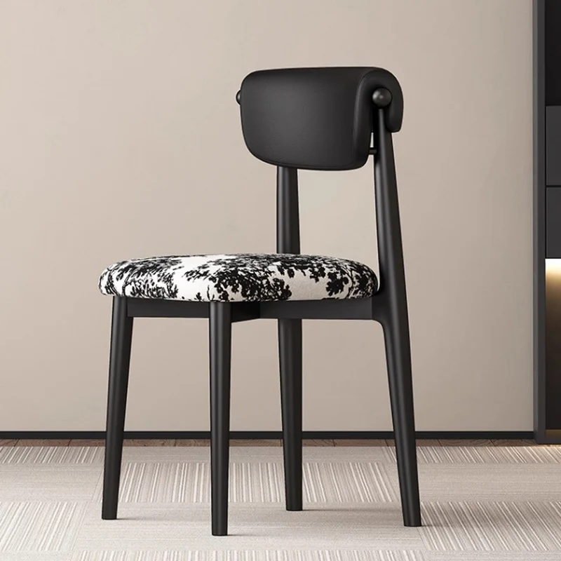 Modern Mid-Century Linen Microfiber Leather Cat Scratch Leather Carbon Steel Square Dining Chair Backrest Armless For Dining Room & Kitchen