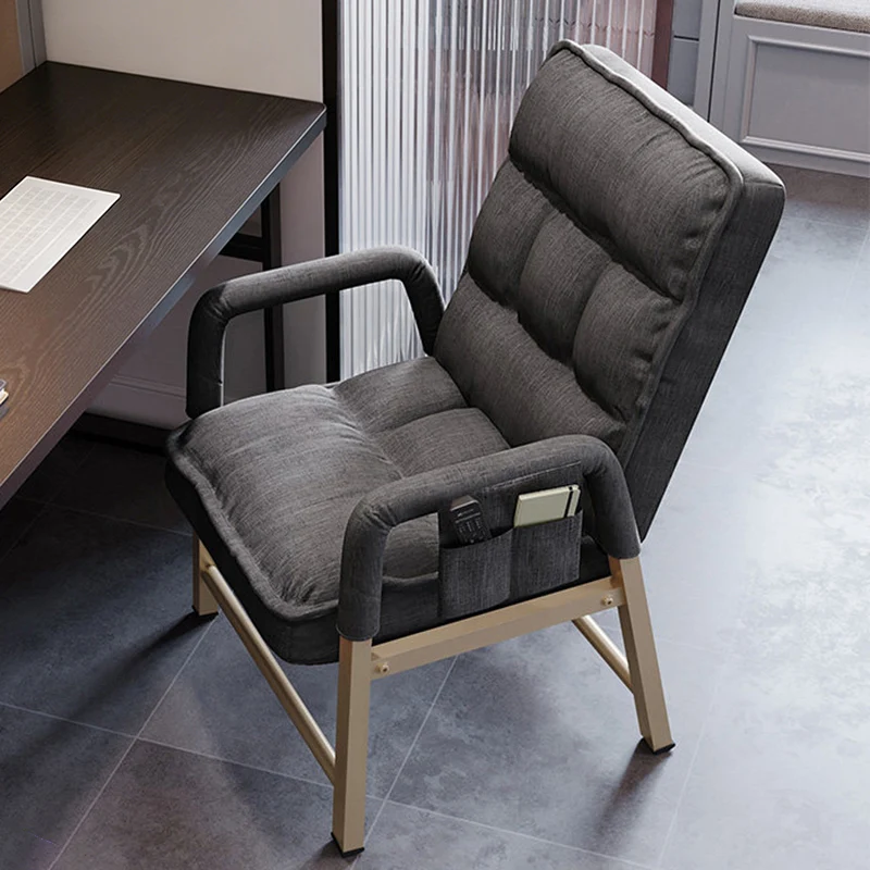 Contemporary Vintage Rectangular Linen PU Leather Carbon Steel Desk Chair Backrest Armrests For Home Office