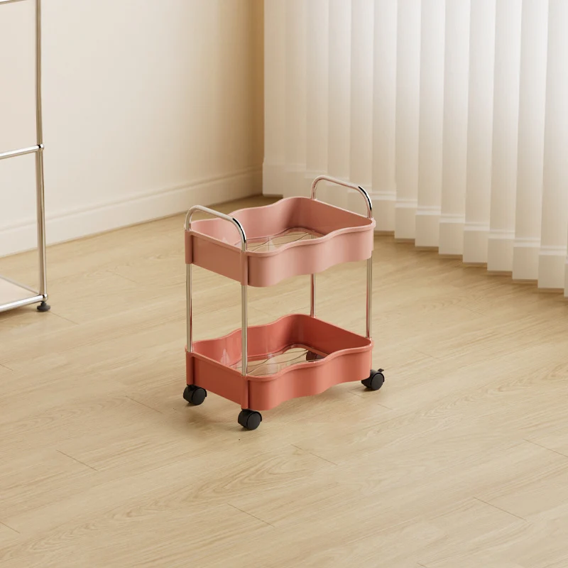 Contemporary Creative PP PET Stainless Steel Wave Shape Movable Storage Shelf 2/3/4 Tier For Living Room