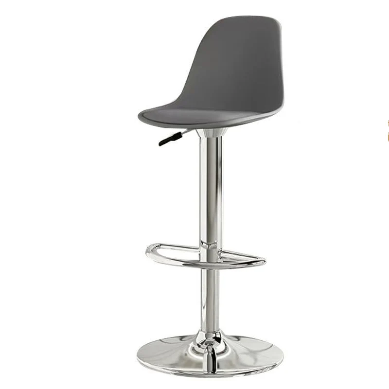 Modern Luxury PP Stainless Steel Curved Round Bar Stool With Backrest For Living Room