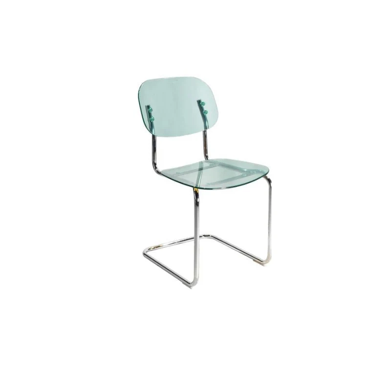 Contemporary Scandinavian PC Metal Square Curved Dining Chair With Backrest For Dining Room