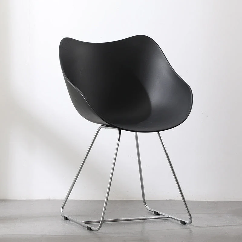 Contemporary Nordic Curved Iron PP Dining Chair Backrest Armrest For Dining Room