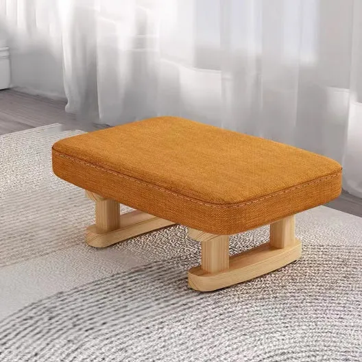 Contemporary Scandinavian Plywood Cotton Linen Sponge Rectangular Low Stool For Entryway