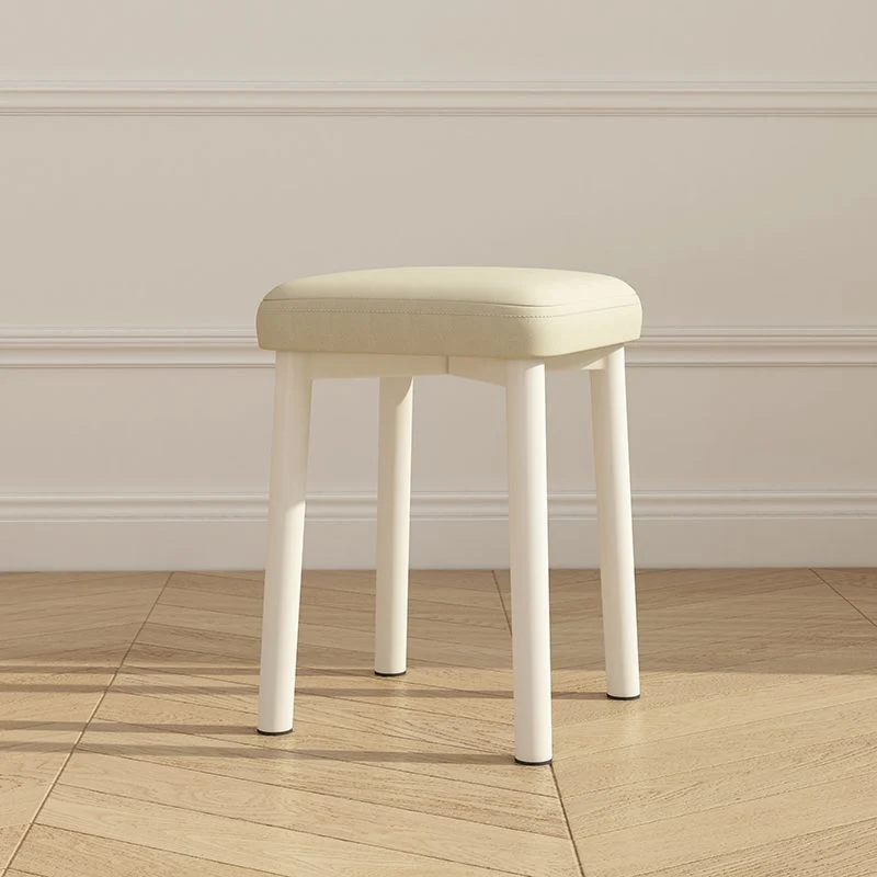 Contemporary Scandinavian Fabric PU Leather Iron Latex Square Stool Stackable For Living Room
