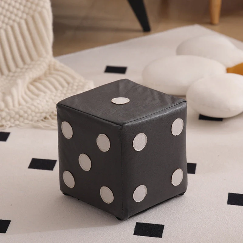 Contemporary Nordic Sherpa Fabric Sponge Wood Dice Square Cubic Footstool Stackable For Living Room