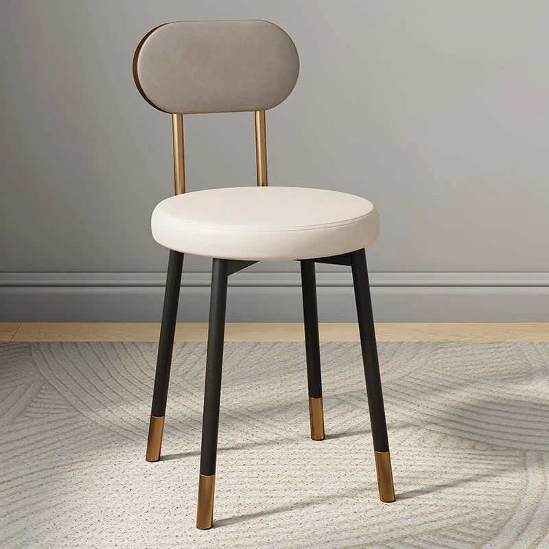 Modern Minimalist Round Cushion PU Leather Carbon Steel High Density Resilience Sponge Dining Chair Backrest For Dining Room
