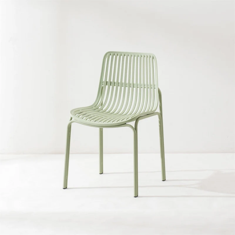 Modern Minimalist Square Cushion Plastic Iron Dining Chair Backrest For Dining Room