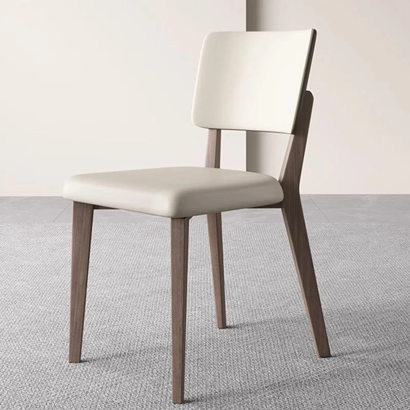 Contemporary Nordic Square PU Leather Ash Wood Frame Dining Chair Backrest For Dining Room