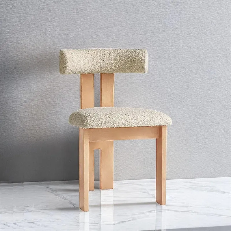 Contemporary Scandinavian Semi-round Rubberwood Cotton Linen High Resilience Sponge Dining Chair Backrest For Dining Room
