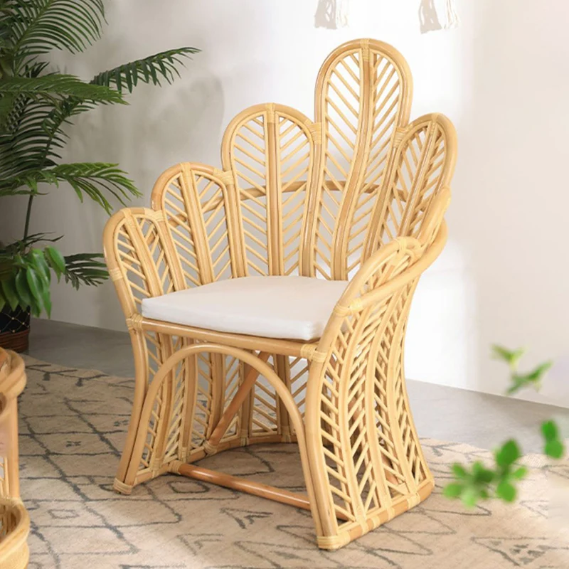 Handcrafted Indonesian Rattan Accent Chair - Boho Handwoven And Breathable Comfort For Living Room & Bedroom