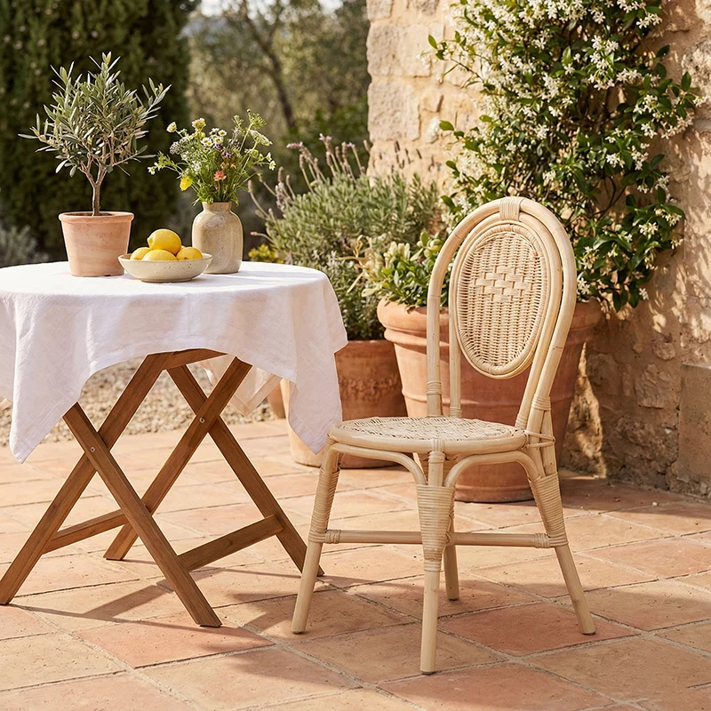 Premium Handcrafted Natural Rattan Dining Chair - Farmhouse Stylish, Breathable, And Long-lasting For Dining Room