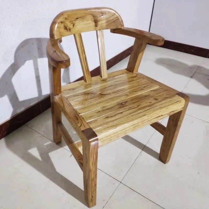 Modern Minimalist Rectangular Seat Solid Wood Dining Chair Backrest Armrest For Dining Room