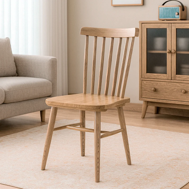 Contemporary Nordic North American Ash Wood Dining Chair - Rectangular Back Chairs For Dining Room & Kitchen