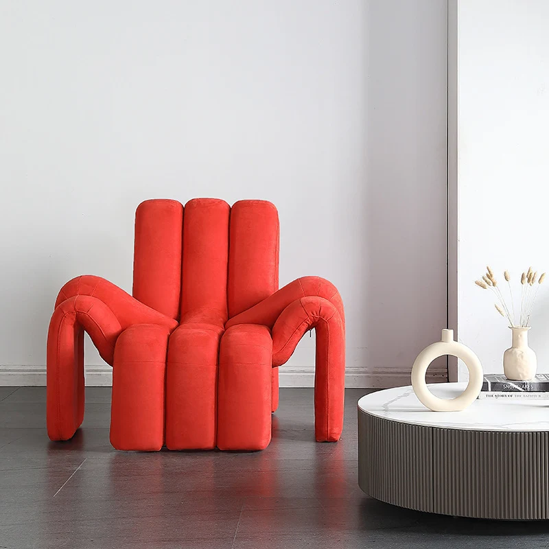 Contemporary Creative Spider-Shaped Solid Wood Velvet Accent Chair Backrest Armrest For Living Room