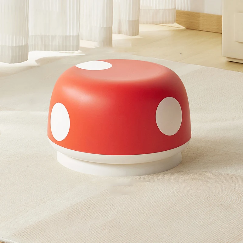 Contemporary Creative Kids PP Plastic Mushroom Shape Round Low Stool Stackable For Entryways, Living Room, Bedroom