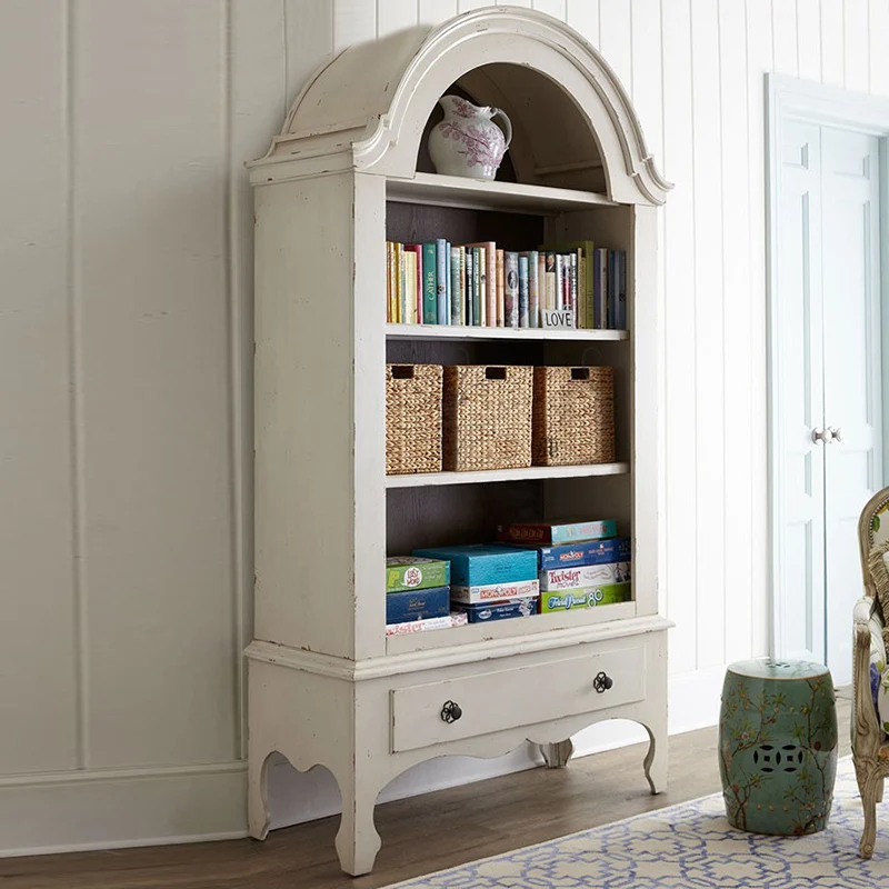 Modern Shabby Chic Ash Wood Solid Wood Multi-layer Board Arched Rectangular Storage Shelf 4-Tier For Living Room, Bedroom, Study