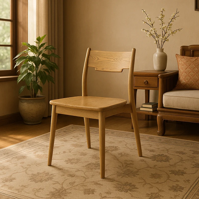 North American White Ash - Contemporary Scandinavian Solid Wood Chair: Ergonomic Slightly Reclined Backrest Dining Chair For Dining Room