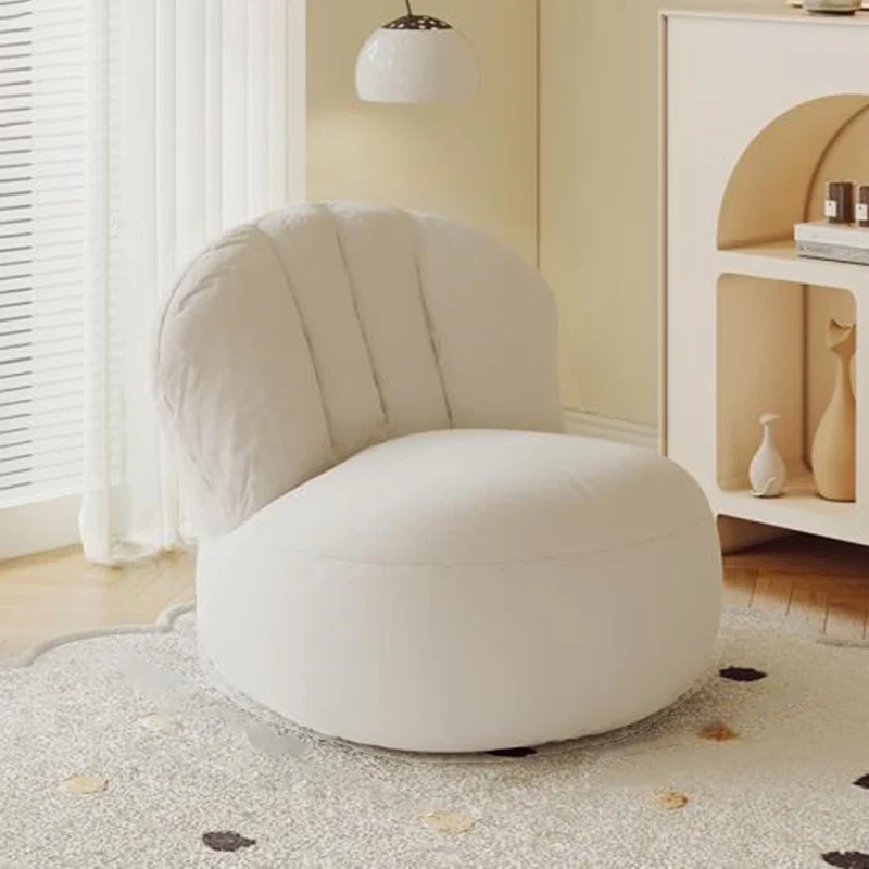 Contemporary Nordic Curved Sherpa Fabric Cotton-Linen EPS Particles Accent Chair Backrest Armless For Living Room
