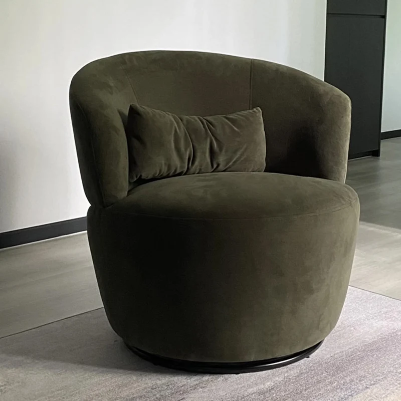 Contemporary Nordic Curved Sherpa Fabric Velvet Cotton-Linen Solid Wood Accent Chair Backrest Armless For Living Room
