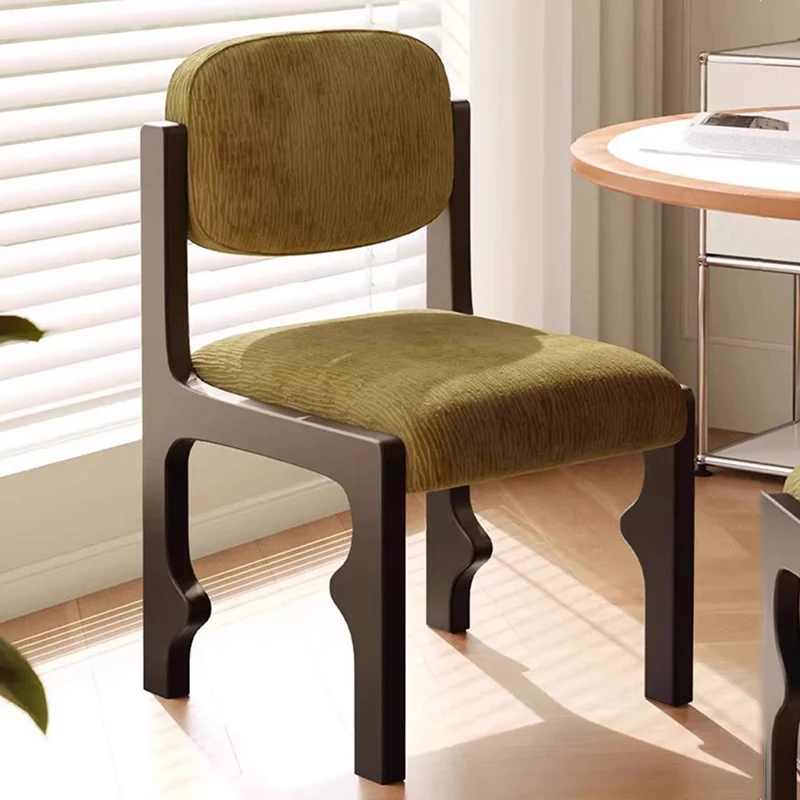 Traditional Vintage Rectangular Cushion Rubberwood Chenille Sponge Dining Chair Backrest For Dining Room