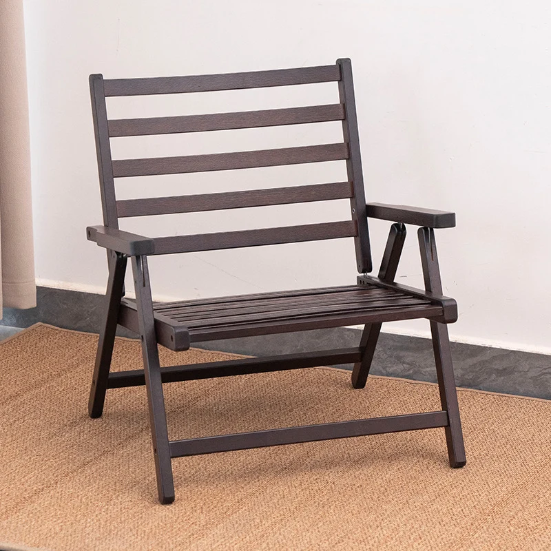 Modern Minimalist Rectangular Seating Bamboo Dining Chair Backrest Armrest Foldable For Dining Room