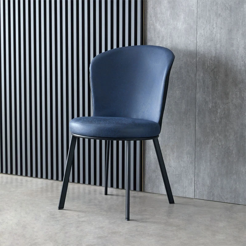 Modern Minimalist Round Seat Cushion Synthetic Fabric Carbon Steel Sponge Dining Chair Backrest For Dining Room