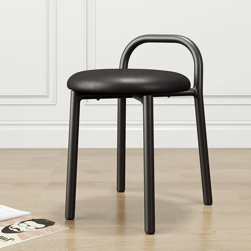 Modern Minimalist Round Cushion Velvet Fabric Synthetic Leather Metal Sponge Dining Chair Backrest For Dining Room