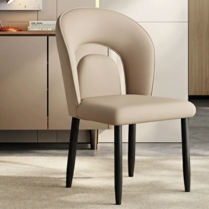 Contemporary Scandinavian Square Microfiber Leather Panel Carbon Steel Backrest Dining Chair For Dining Room