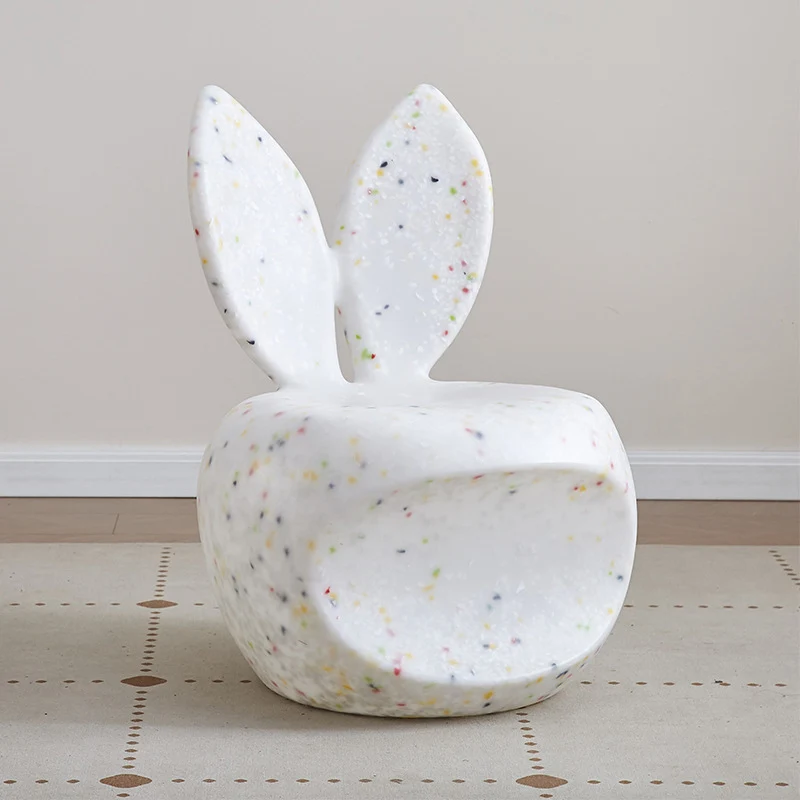 Contemporary Creative Round PE Rabbit-Shaped Kids Backrest Stool For Living Room