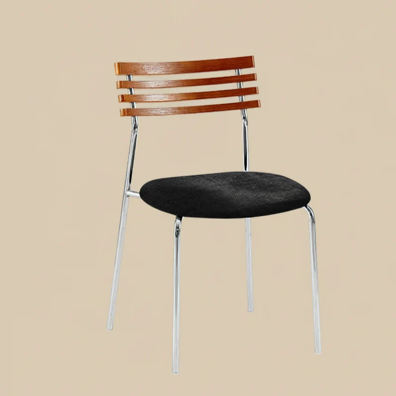 Contemporary Retro Square Plywood Fabric Electroplated Iron Backrest Dining Chair For Dining Room