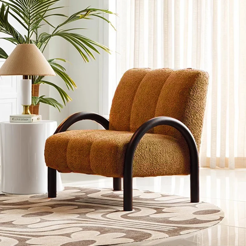 Contemporary Nordic Square Rectangular Pine Wood Carbon Steel Chenille Fabric Accent Chair Backrest Armrest For Living Room