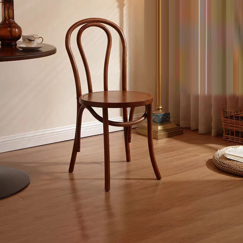 Contemporary Scandinavian Round Rubberwood Plywood Indonesian Rattan Backrest Dining Chair For Dining Room