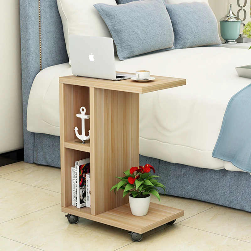 Modern Minimalist Rectangular Particle Board End Table 3-Tier Movable For Living Room