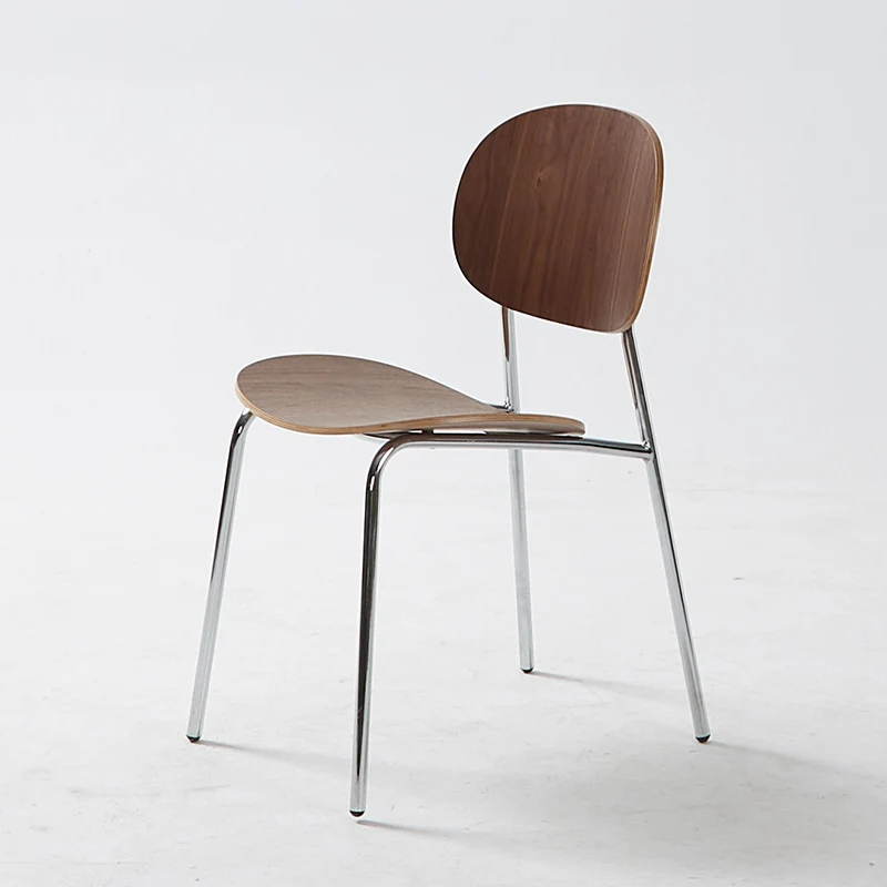Modern Minimalist Square Carbon Steel Bentwood Backrest Dining Chair For Dining Room